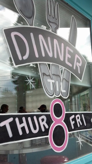 Window Signage at Pop's Diner
