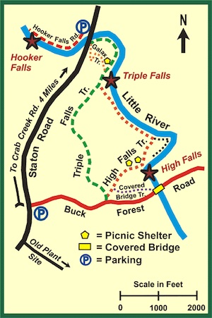 DuPont State Forest Waterfall Map