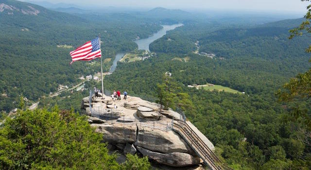Chimney Rock and Flag